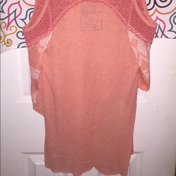 Free People XS Orange/White Boho Lace Tank Top - Picture 4 of 5